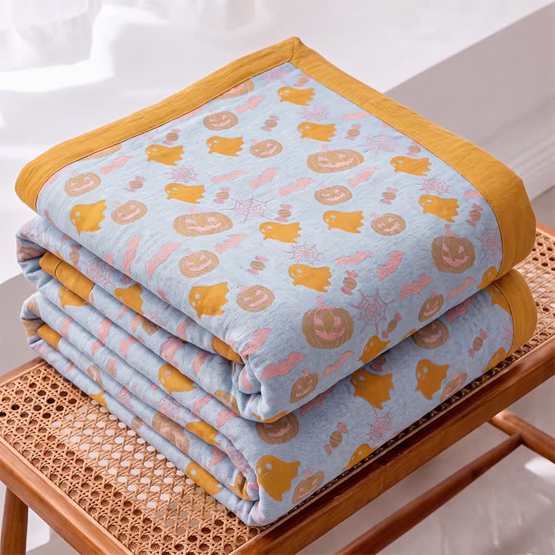 Ownkoti Reversible Halloween Pumpkin Ghost Cotton Blanket - image 7