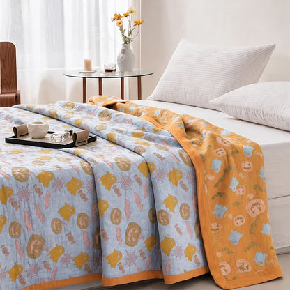 Ownkoti Reversible Halloween Pumpkin Ghost Cotton Blanket - image 8