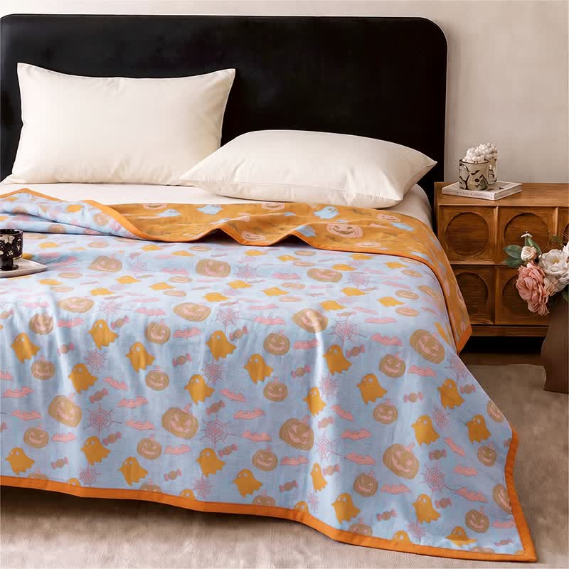 Ownkoti Reversible Halloween Pumpkin Ghost Cotton Blanket - image 9