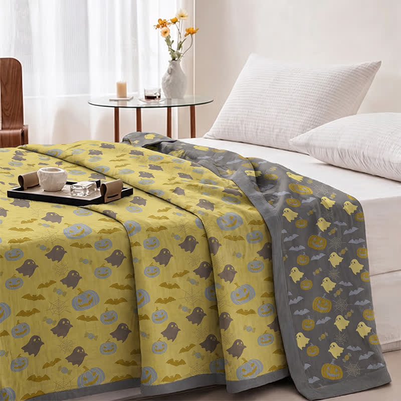 Ownkoti Reversible Halloween Pumpkin Ghost Cotton Blanket - image 14