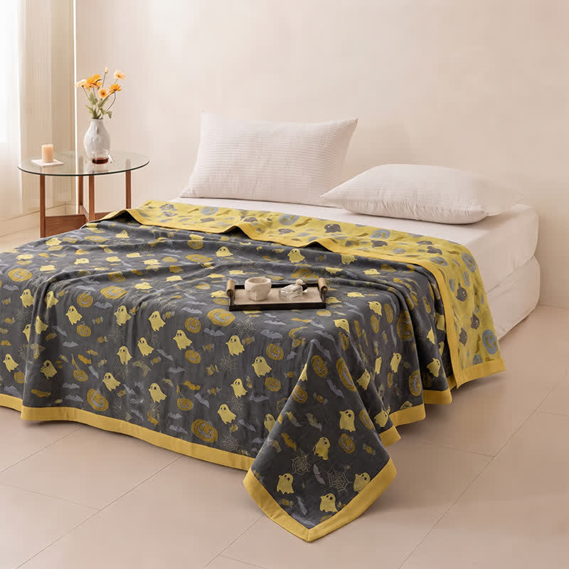 Ownkoti Reversible Halloween Pumpkin Ghost Cotton Blanket - image 22