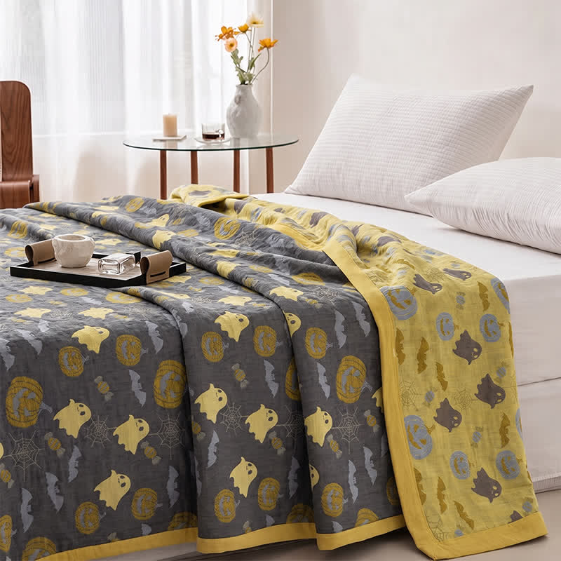 Ownkoti Reversible Halloween Pumpkin Ghost Cotton Blanket - image 20