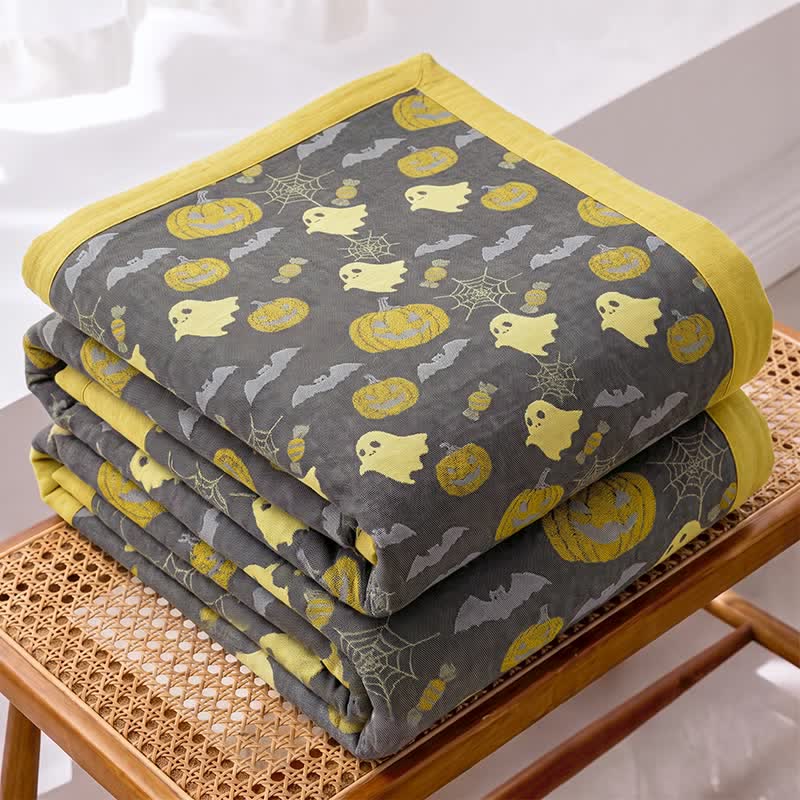 Ownkoti Reversible Halloween Pumpkin Ghost Cotton Blanket - image 19