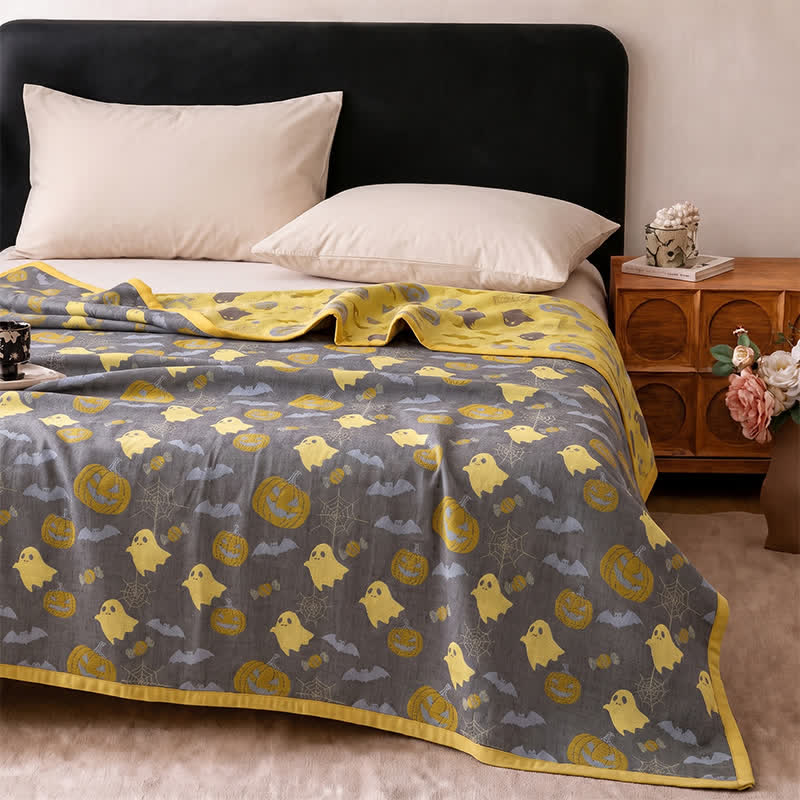 Ownkoti Reversible Halloween Pumpkin Ghost Cotton Blanket - image 21