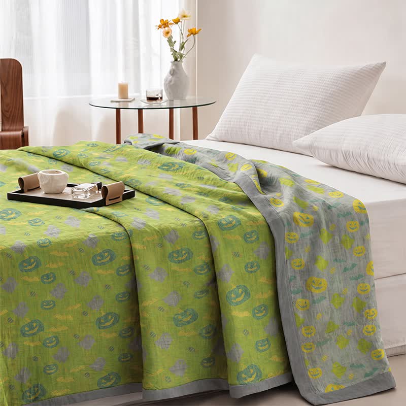 Ownkoti Reversible Halloween Pumpkin Ghost Cotton Blanket - image 26