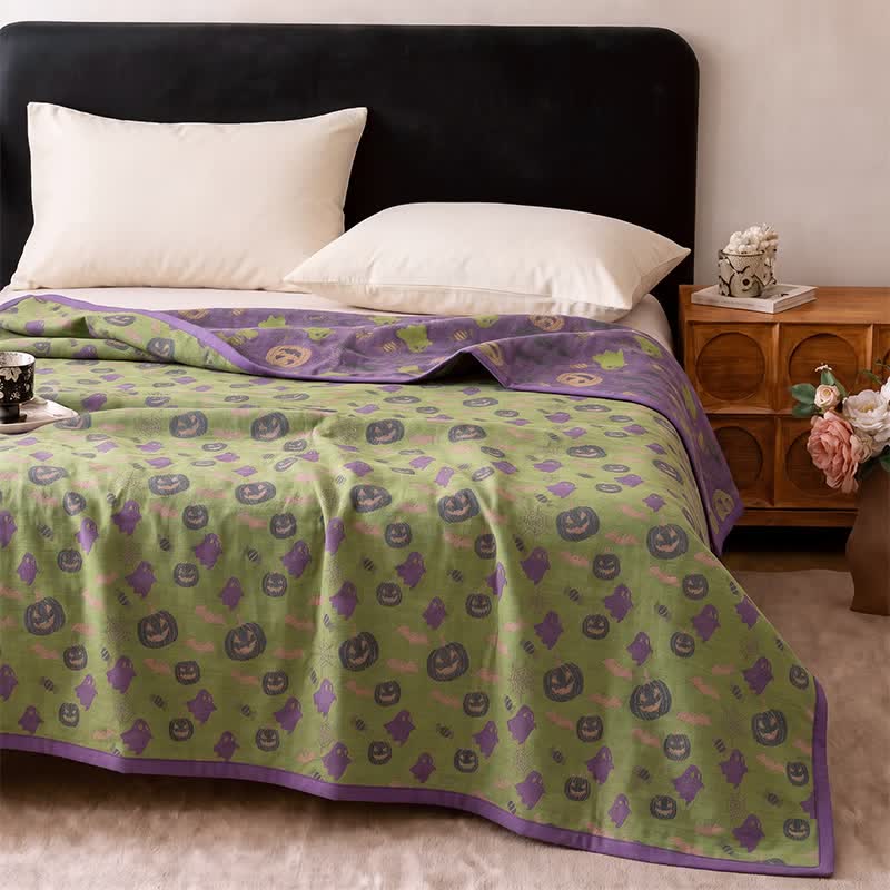 Ownkoti Reversible Halloween Pumpkin Ghost Cotton Blanket - image 44