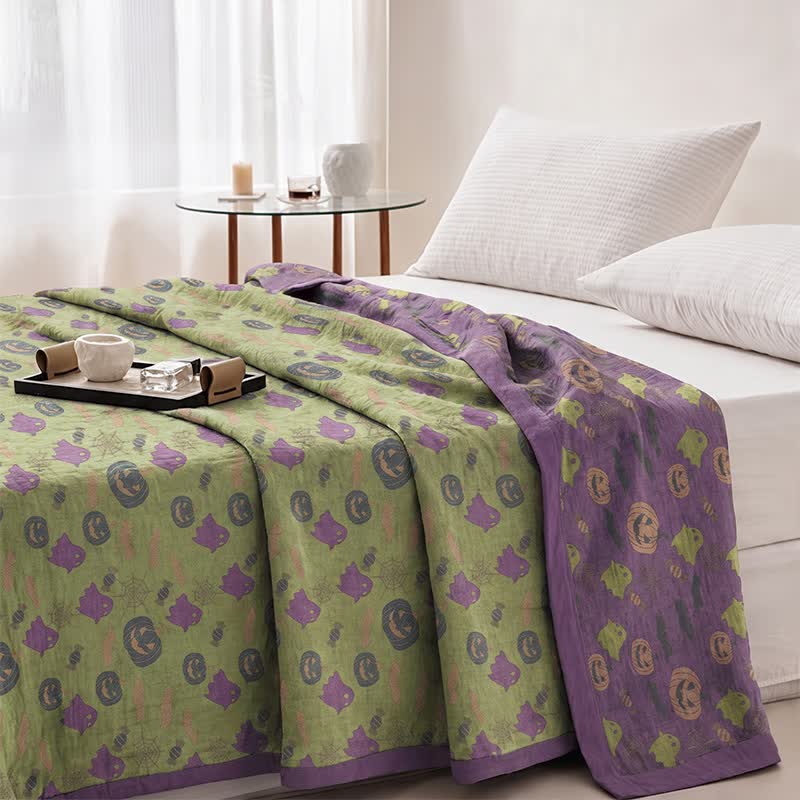 Ownkoti Reversible Halloween Pumpkin Ghost Cotton Blanket - image 43