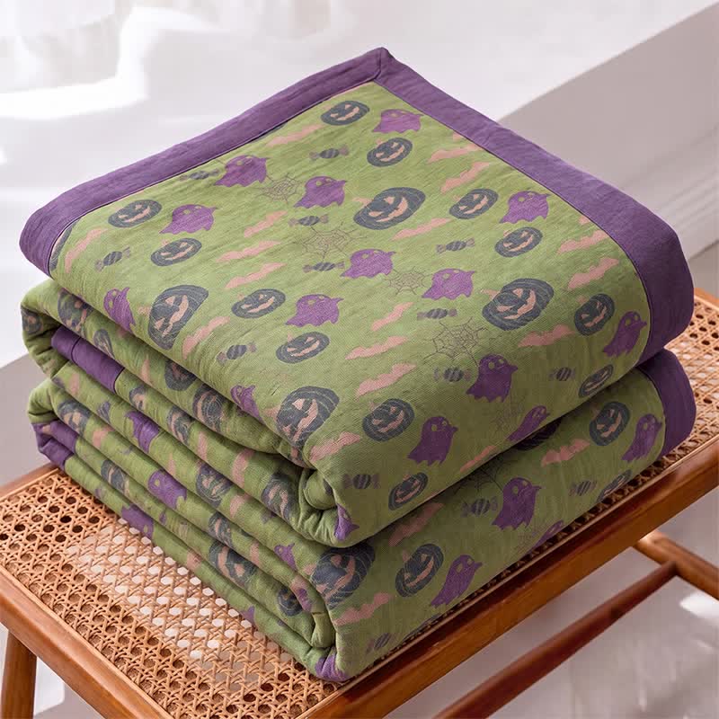 Ownkoti Reversible Halloween Pumpkin Ghost Cotton Blanket - image 42