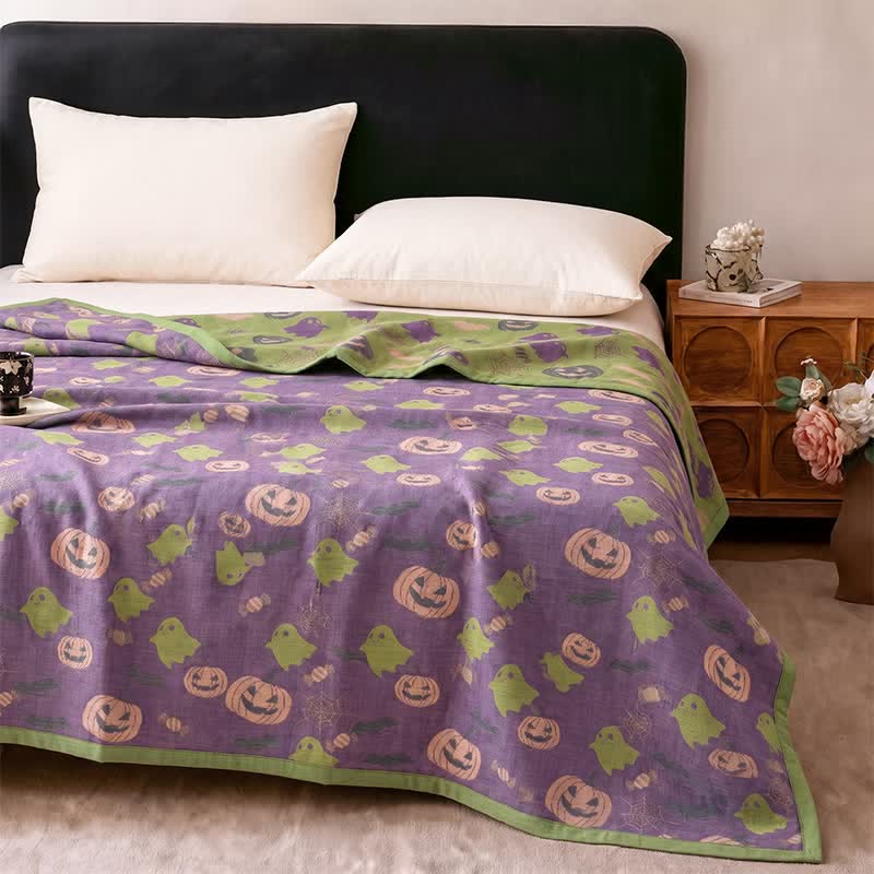 Ownkoti Reversible Halloween Pumpkin Ghost Cotton Blanket - image 38