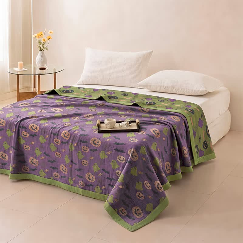 Ownkoti Reversible Halloween Pumpkin Ghost Cotton Blanket - image 39