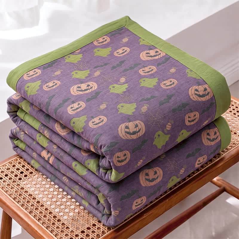 Ownkoti Reversible Halloween Pumpkin Ghost Cotton Blanket - image 37