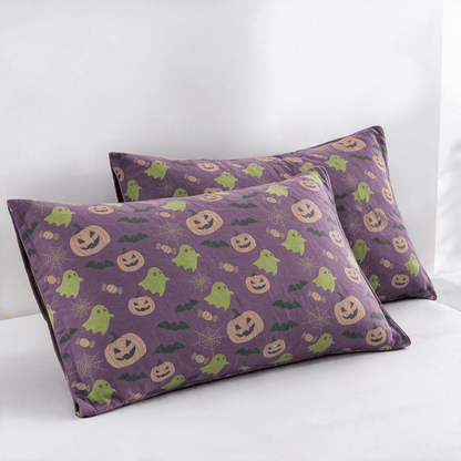 Ownkoti Reversible Halloween Pumpkin Ghost Cotton Blanket - Deep Purple - 2PCS Pillowcases - 20" x 36" - image 40