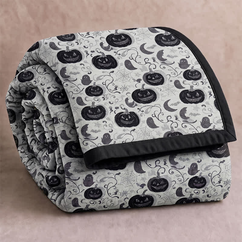 Ownkoti Halloween Pumpkin Ghost Reversible Cotton Blanket - White - Blanket - 98" x 94" - image 5