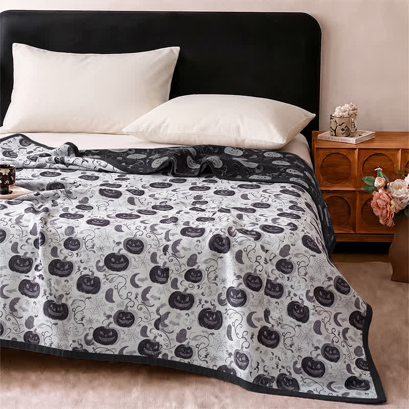 Ownkoti Halloween Pumpkin Ghost Reversible Cotton Blanket - image 8