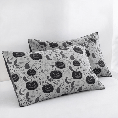 Ownkoti Halloween Pumpkin Ghost Reversible Cotton Blanket - White - 2PCS Pillowcases - 20" x 36" - image 10