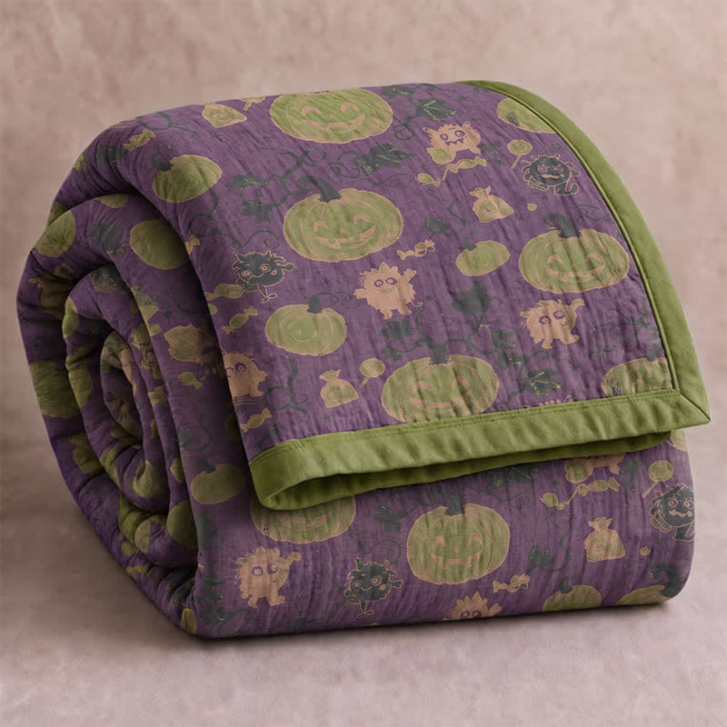 Ownkoti Halloween Monster Reversible Cotton Blanket - Purple - Blanket - 98" x 94" - image 0