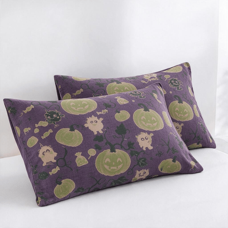 Ownkoti Halloween Monster Reversible Cotton Blanket - Purple - 2PCS Pillowcases - 20" x 36" - image 5