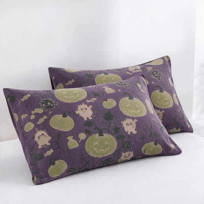 Ownkoti Halloween Monster Reversible Cotton Blanket - Purple - 2PCS Pillowcases - 20" x 36" - image 5