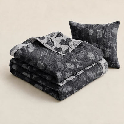 Ownkoti Grey‑Black Ginkgo Leaf Cotton Blanket - image 8