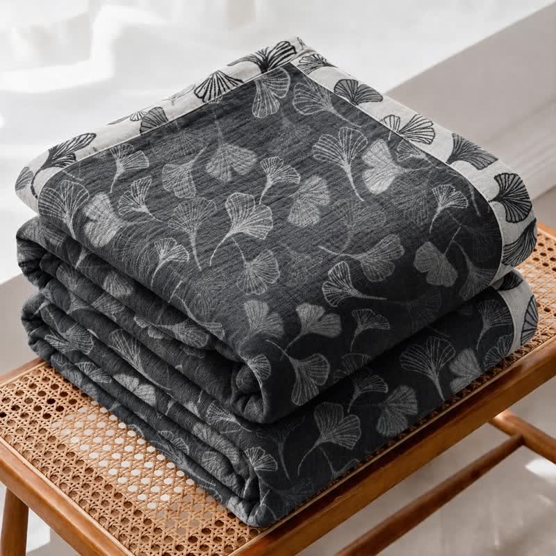 Ownkoti Grey‑Black Ginkgo Leaf Cotton Blanket - image 7