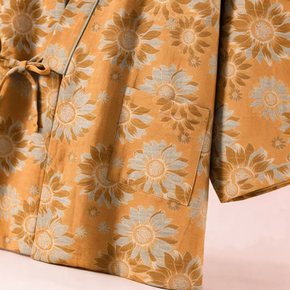 Ownkoti Retro Sunflower Cotton Kimono Pajama Set - image 6