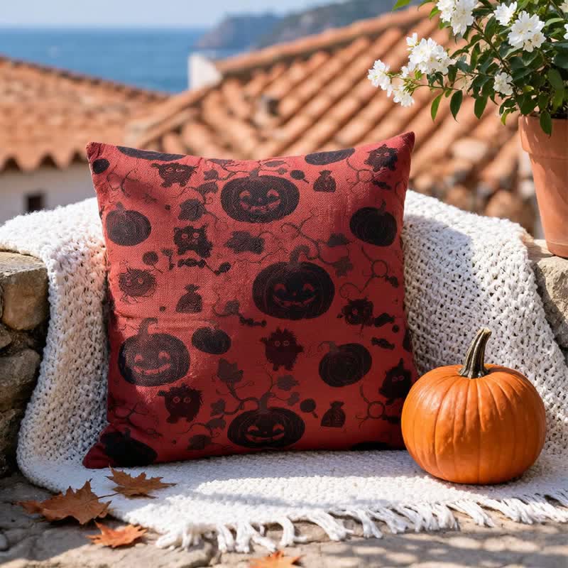 Ownkoti Multi‑Color Halloween Pumpkin & Monster Cotton Pillow - image 1
