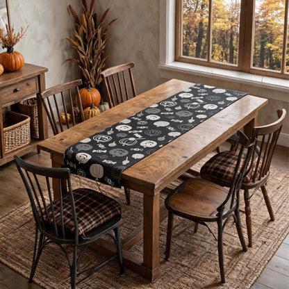 Ownkoti Black Halloween Pumpkin & Candy Cotton Table Runner - image 2