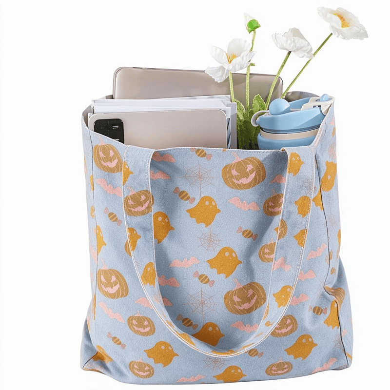 Ownkoti Multi‑Color Halloween Ghost Cotton Tote Bag - image 4