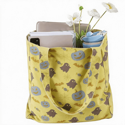 Ownkoti Multi‑Color Halloween Ghost Cotton Tote Bag - image 7