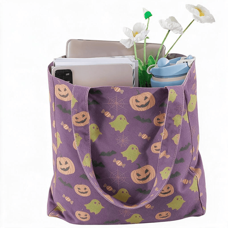 Ownkoti Multi‑Color Halloween Ghost Cotton Tote Bag - image 19