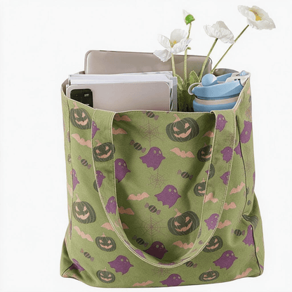 Ownkoti Multi‑Color Halloween Ghost Cotton Tote Bag - image 22