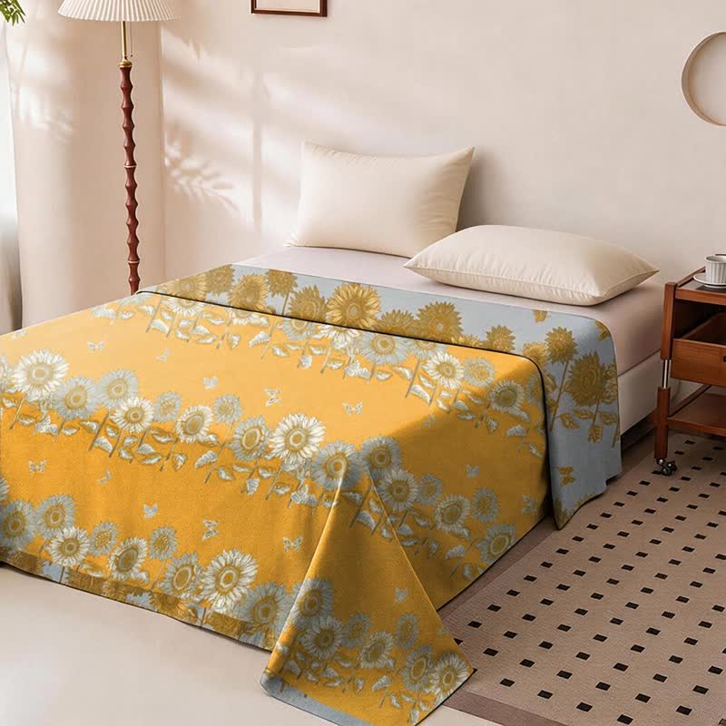 Ownkoti Sunflower Butterfly Cotton Gauze Reversible Bedspread - image 1