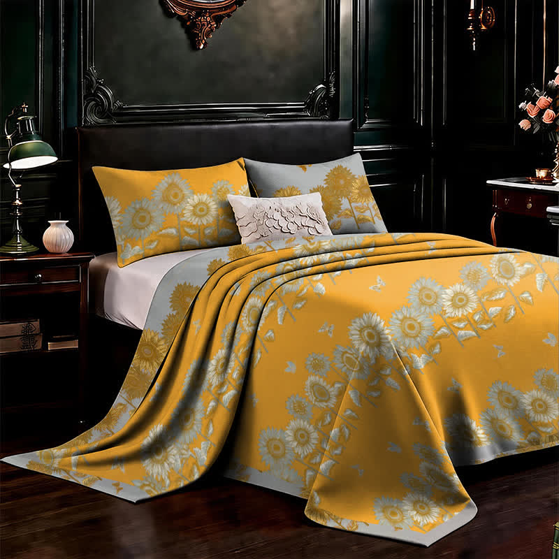 Ownkoti Sunflower Butterfly Cotton Gauze Reversible Bedspread - image 2