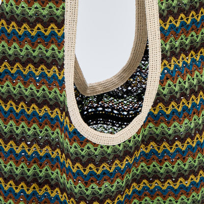 Ownkoti Green Wavy Stripe Tote Shoulder Bag - image 4
