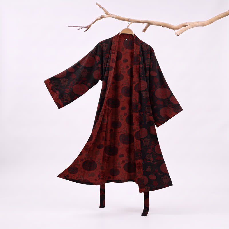 Ownkoti Red-Black Halloween Monster Cotton Kimono Robe - Black - XXL - image 5