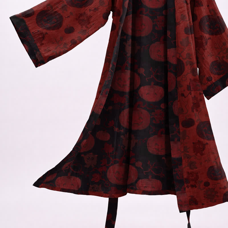 Ownkoti Red-Black Halloween Monster Cotton Kimono Robe - image 3