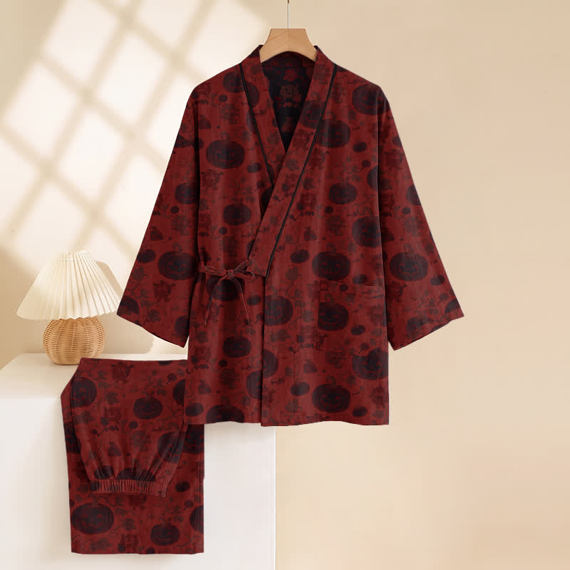 Ownkoti Halloween Pumpkin Cotton Kimono Pajama Set - image 3