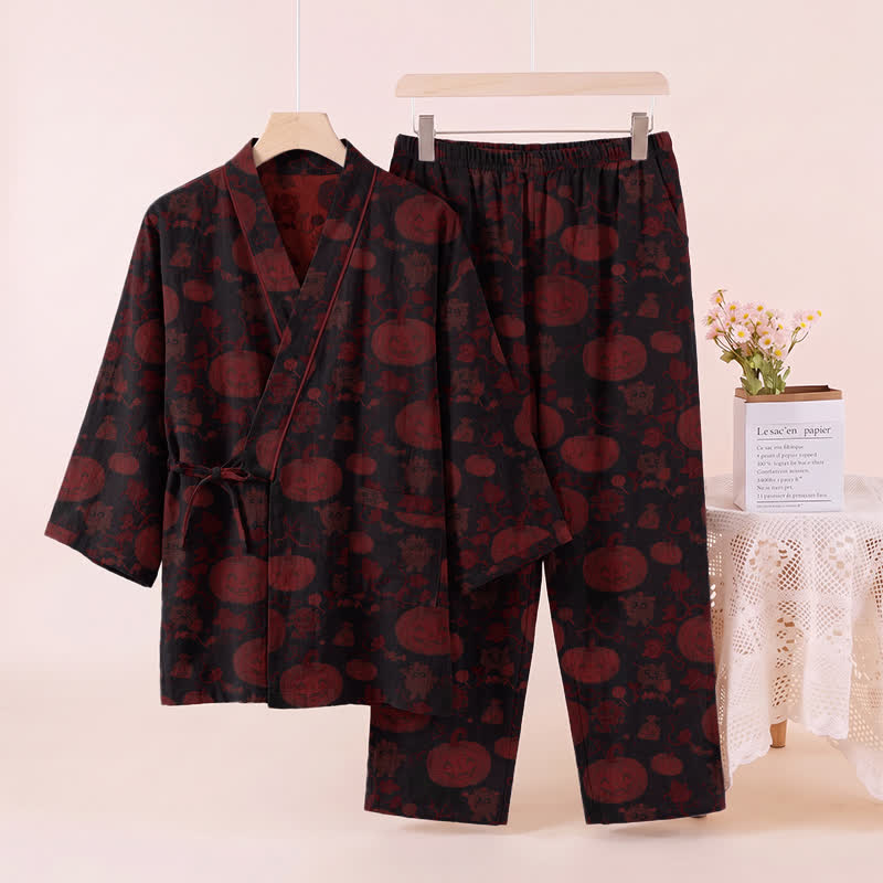 Ownkoti Halloween Pumpkin Cotton Kimono Pajama Set - image 8