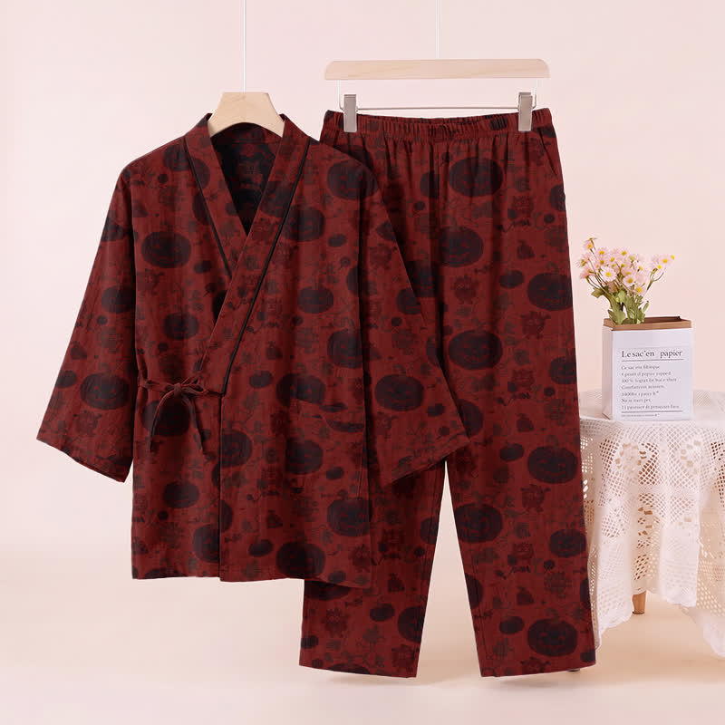 Ownkoti Halloween Pumpkin Cotton Kimono Pajama Set - image 2