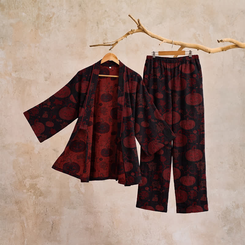 Ownkoti Halloween Pumpkin Cotton Kimono Pajama Set - image 10