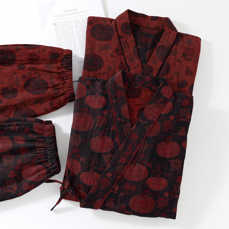 Ownkoti Halloween Pumpkin Cotton Kimono Pajama Set - image 11