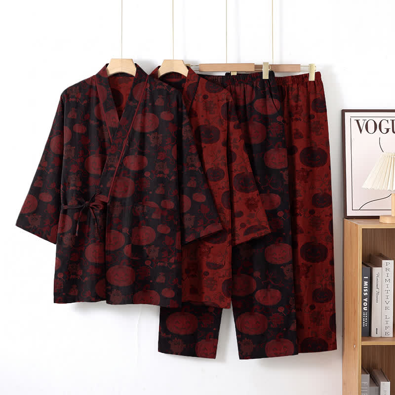 Ownkoti Halloween Pumpkin Cotton Kimono Pajama Set - image 7
