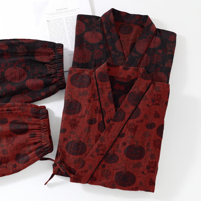Ownkoti Halloween Pumpkin Cotton Kimono Pajama Set - image 5