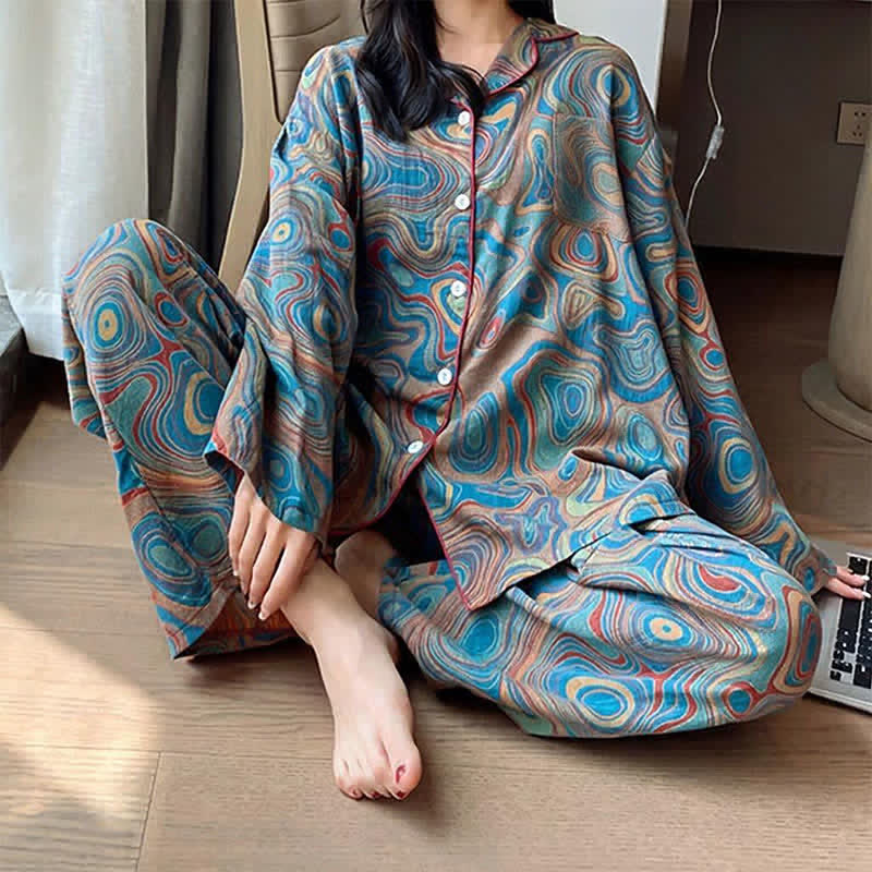 Ownkoti Plus Size Art Print Cotton Loungewear Set - image 3
