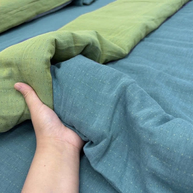 Ownkoti Minimalist Reversible Cotton Gauze Bedding - Blue & Green - Bedding Set - King - image 0