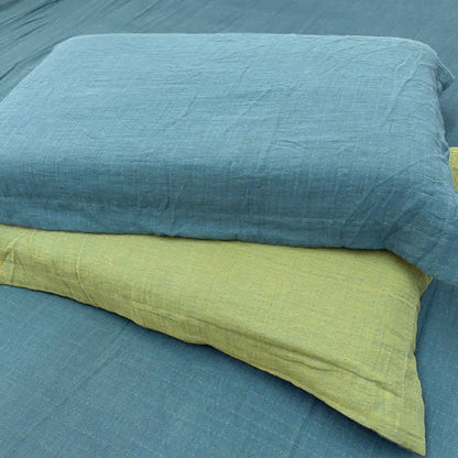 Ownkoti Minimalist Reversible Cotton Gauze Bedding - Blue & Green - 2PCS Pillowcases - 19" x 29" - image 2