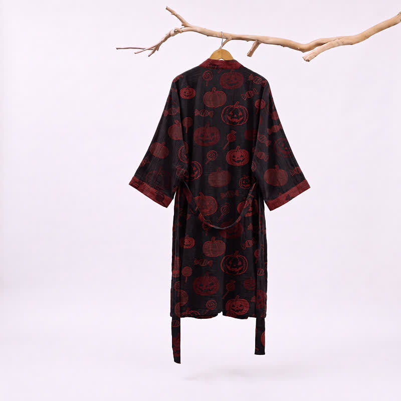 Ownkoti Spooky Pumpkin Candy Cotton Kimono Robe - image 6