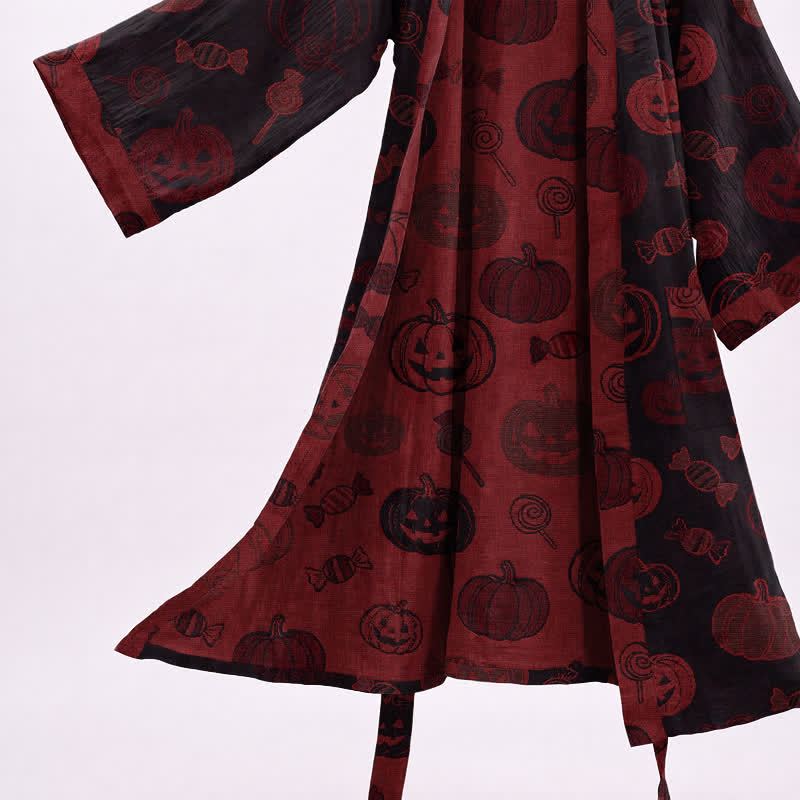 Ownkoti Spooky Pumpkin Candy Cotton Kimono Robe - image 8