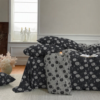 Ownkoti Halloween Pumpkin Moon Cotton 4-piece Duvet Bedding Set - image 5