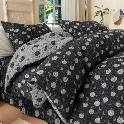 Ownkoti Halloween Pumpkin Moon Cotton 4-piece Duvet Bedding Set - Black - Bedding Set(4PCS) - King - image 0